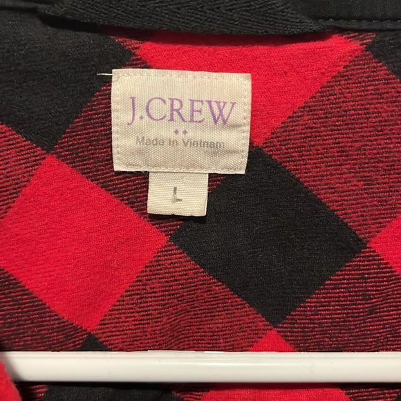 J. Crew women’s size Large buffalo plaid 1/2 Zip 100% cotton shirt - Picture 3 of 3
